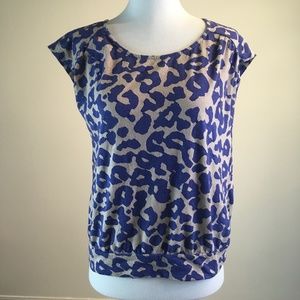LOFT Ann Taylor Petites Blue Taupe Top Size SP